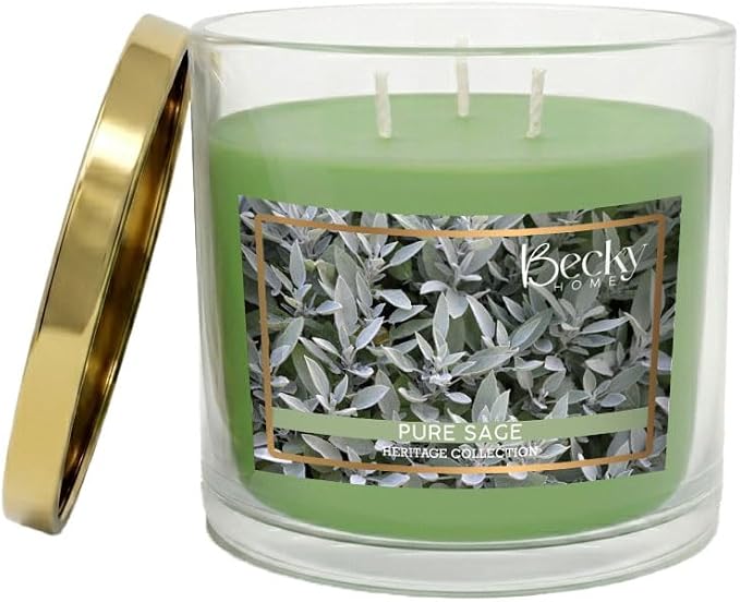 14.5oz Pure Sage Scented Candles for Home, 60 Hrs Soy Wax Candle for Cleansing House, Aromatherapy & Manifestation, Candle Gifts for Men and Women