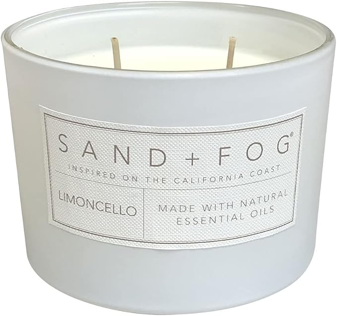 Sand + Fog Scented Candle - Limoncello – Additional Scents and Sizes – 100% Cotton Lead-Free Wick - Luxury Air Freshening Jar Candles - Perfect Home Decor – 12oz