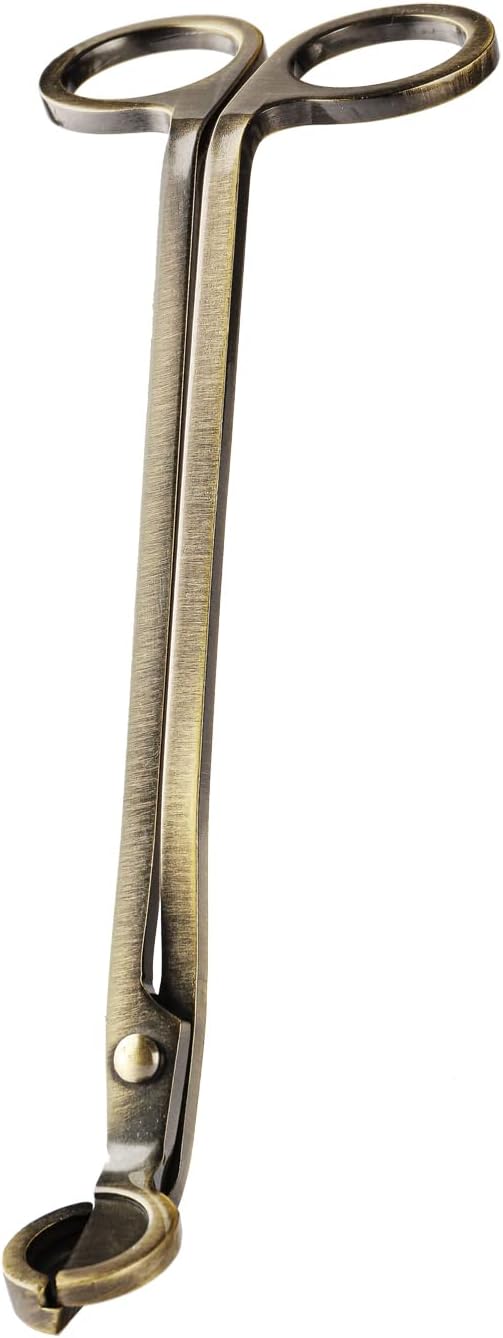 Candle Wick Trimmer, Wick Cutter with Sharp Angled Blades Candle Scissors for Candle Care, Brushed Stainless Steel in Elegant Bronze Fishing, Sturdy Antique Wick Trimmer