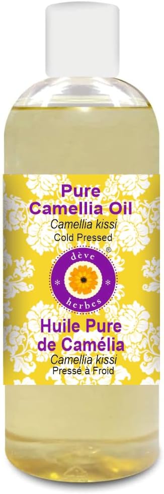 Deve Herbes Pure Camellia Oil (Camellia kissi) Cold Pressed 200ml (6.76 Oz)