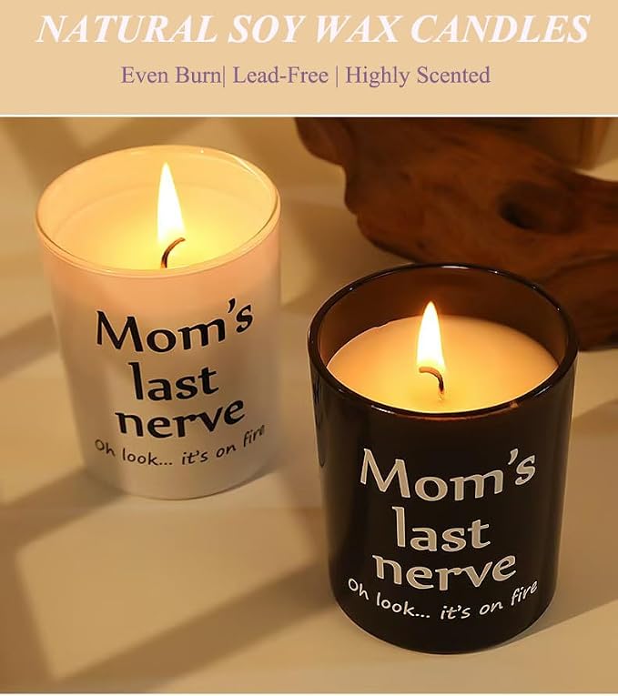Moms Last Nerve Candle, Gifts for Mom from Daughter Son, Funny Birthday Gift for Mom, Lavender Scented Candles, Natural Soy Candles, 6 OZ