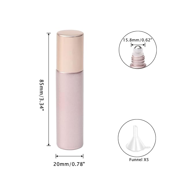 45Pcs 10ml Glass Roller Bottles for Essential Oils, Empty Roll on Vials Massage Containers with Stainless Steel Roller Ball for Perfumes Aromatherapy Lip Balms, Matte Rose Gold