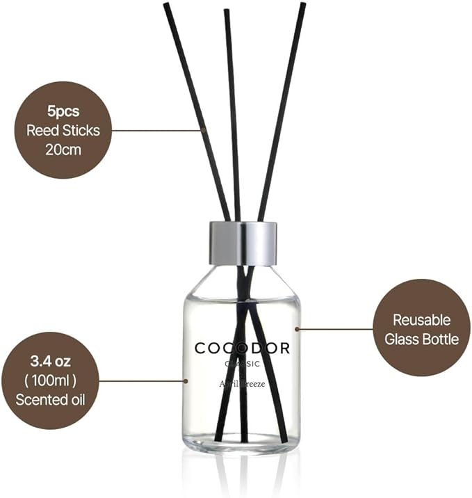 COCODOR Classic Reed Diffuser/Garden Lavender/3.4oz(100ml)/1 Pack/Fragrance Scent Essential Oil Stick Diffuser Set for Bedroom Bathroom Home Décor