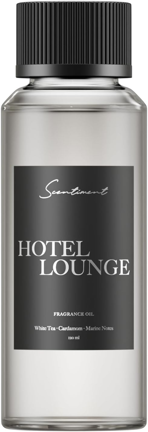 Scentiment Hotel Lobby Diffuser Oil – White Tea, Bergamot, Orange Blossom, Amber & Marine Scent for Diffusers, Fragrance Oil - 4.06 fl oz (120 mL)