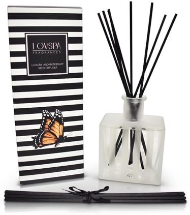 Reed Diffuser Set, Mandarin & Ginger Scented Oil Diffuser with Sticks, Home Fragrance Accessories for Bathroom Shelf Decor, Aroma Diffusers for Home or Office Desk, USA Made