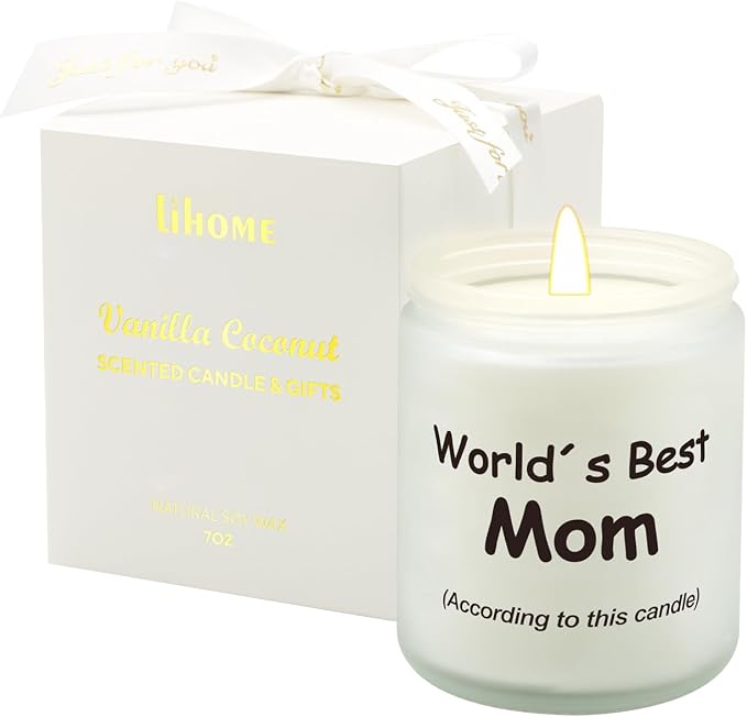 Lihome Mothers Day Gifts for Mom from Daughter Son, Funny Mother's Day, Fathers Day, Birthday, Thanksgiving, Christmas Gifts, Vanilla Coconut Candles