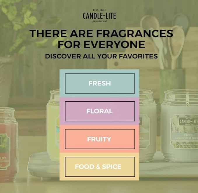 Essential Elements by Candle-lite Scented Candles, Eucalyptus & Mint Leaf Fragrance, One 14.75 oz. Three-Wick Aromatherapy Candle with 45 Hours of Burn Time, Off-White Color