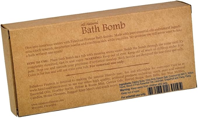 Fabulous Frannie De-Stress Natural, Handmade Bath Bomb Set, Rich in Essential Oil, Mineral Salt, Coconut Oil, Witch Hazel, Fizzies to Moisturize Skin 2.5 Ounce (Pack of 2)