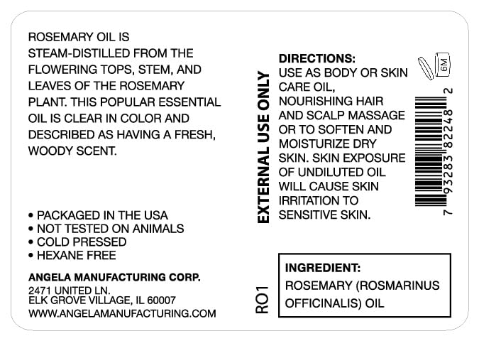 100% Pure Rosemary Essential Oil for Hair Growth & Skin Care Steam Distilled Rosemary Oil for Scalp Massage Aromatherapy DIY, Natural Hair Treatment in UV Protected Glass Bottle - 1oz (30ml)