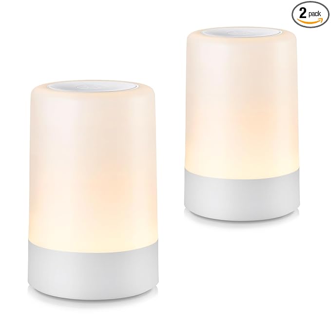 G Keni 2 Pack Baby Night Light for Nursery, Rechargeable Touch Night Light, Portable Bedside Lamp, Dimmable Nursing Light for Breastfeeding, Diaper Changes, Kids Room & Bedroom