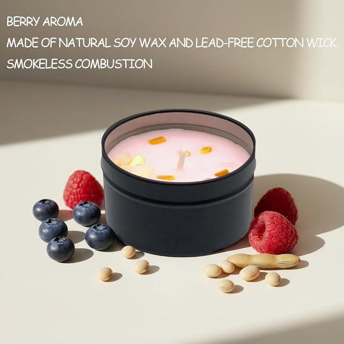 Berry Scented Soy Candle, Aromatherapy Candle for Home | with 5% Essential Oils in a for bedroom, bathroom, yoga, travel, home decor and thoughtful gifting.