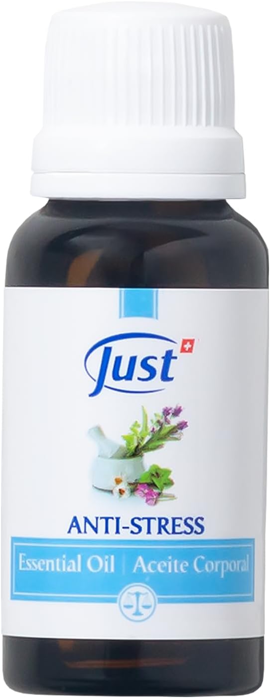 Swiss Just Stress Relief, Anti-Stress Activator Essential Oil 20ml. A Specific & Balanced Blend of 15 Natural Essential Oils. with Basil & Lavender Extract, 20 ml