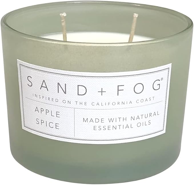 Sand + Fog Scented Candle - Apple Spice – Additional Scents and Sizes – 100% Cotton Lead-Free Wick - Luxury Air Freshening Jar Candles - Perfect Home Decor – 12oz