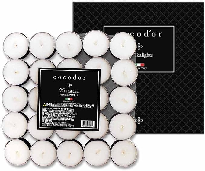 Cocod'or COCODOR Scented Tealight Candles/Winter Jasmine / 100 Pack / 4-5 Hour Extended Burn Time/Made in Italy, Cotton Wick, Scented Home Deco, Fragrance, Mother's Day