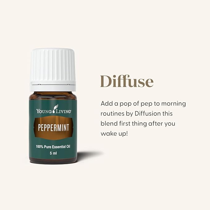Young Living Peppermint Essential Oil | 5 ml | Refreshing Mint Aroma for Invigoration, Soothing Comfort, & Cognitive Clarity | Perfect for Diffusion, Topical Use, & Massage