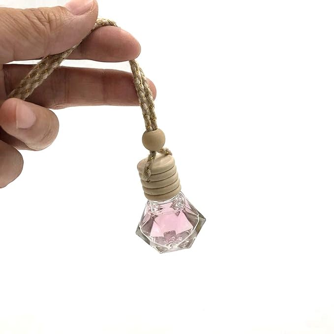 10 Packs Car Hanging Diffuser Empty Glass Perfume Bottles Air Freshener Diffuser Bottle Pendant Oil Fragrance Aromatherapy Bottle Ornament Decor (diamond)