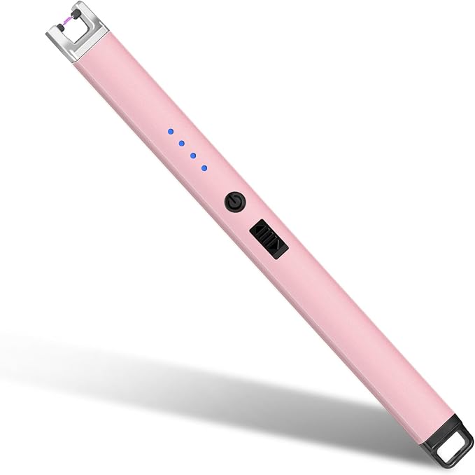 Electric Lighter, Rechargeable Lighter with Battery Indicator Light and Safety Switch, Electric Candle Lighters for Scented Candles,Barbecues, Camping, Holiday Parties