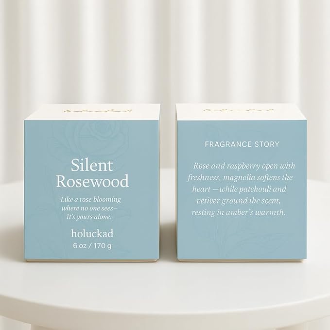 Silent Rosewood Candle, Luxury Scented Candles for Home, Aromatherapy Soy Wax Candle for Relaxation, Stress Relief & Meditation, Long Lasting 6oz 40 Hours, Gift Candles for Women & Men
