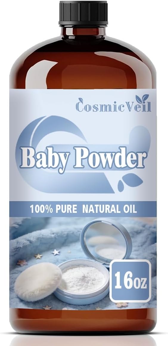 Baby Powder Fragrance Oil Essential Oil for Aroma Diffuser,Humidifier,Home Fragrance,Cleaning,Body Care,Massage,Yoga,DIY Candle,DIY Soap CosmicVeil（Baby Powder，16 Fl Oz (Pack of 1)）