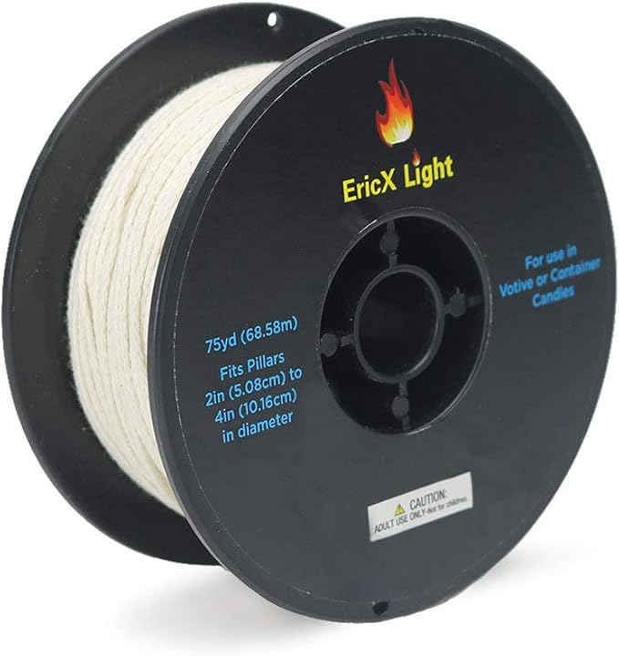 EricX Light Zinc Core Candle Wick 225ft Spool Specialize for Votive or Container Candle Making,Large