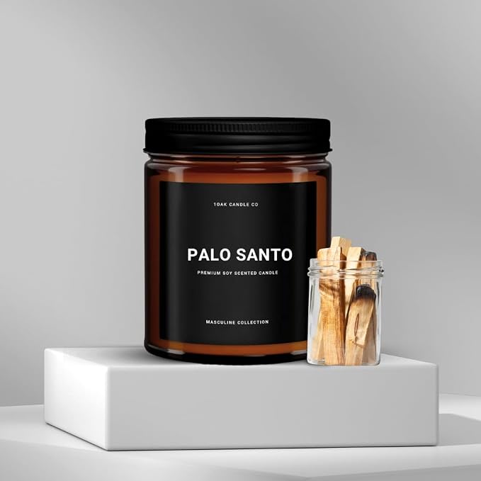1OAK Palo Santo Candle - Mens Candles for Home - Masculine Candle - Scented Candles for Men - Long Burning Premium - Soy Wax (7oz.)