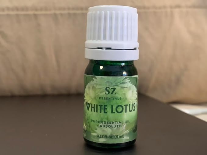 White Lotus Essential Oil 100% Pure, Undiluted Oil - Extracted from Nymphaea Lotus - Delicate & Floral Scent with Musky Overtones - Therapeutic Grade & Vegan - 0.17oz (5ml)