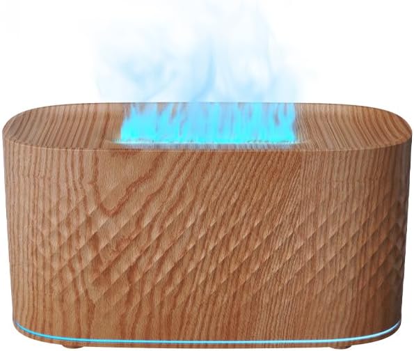 Protable Flame Effect USB Aroma Diffuser - 160 Capacity Essential Oil Humidifier with Auto Shut-Off, Waterless Protection & Mist Projector for Home/Bedroom Relaxation (Grain)