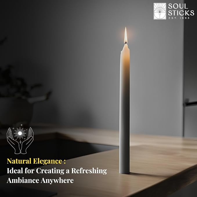 SOUL STICKS 4" Scented Ritual Candles Chime Taper Premium Candles 20 pcs for Rituals, Ceremonies, Meditation, Altar and Spells (Gray/Lemongrass)