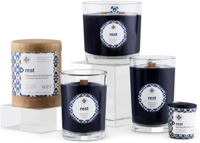 Root Candles Seeking Balance Scented Beeswax Blend Spa Aromatherapy Candle, 8-Ounce, Rest: Chamomile & Eucalyptus