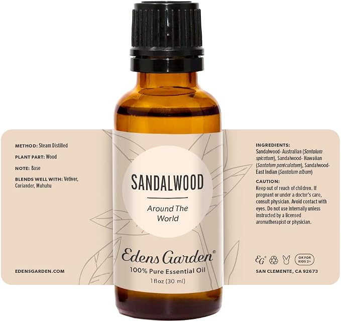 Edens Garden Sandalwood Around The World Essential Oil- 100% Pure Premium Grade, Undiluted, Natural, Therapeutic, Aromatherapy, The Best for Diffuser, Skin, Face, Hair 30 ml (1 fl oz)