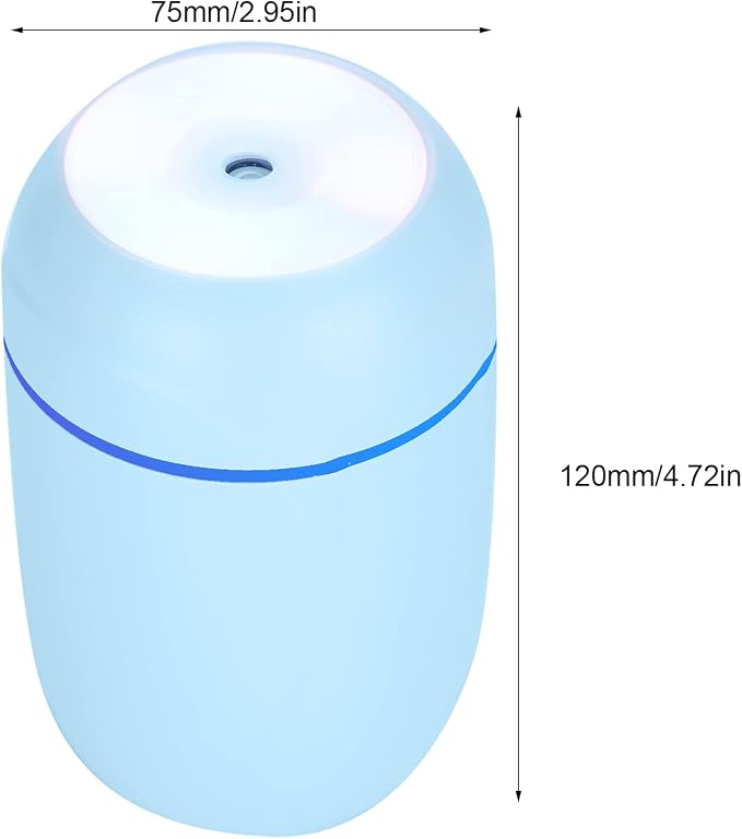Small Humidifiers For Bedroom, Portable Humidifiers For Travel 300ml Air Humidifier USB Charging Aroma Oil Diffuser Portable Mute Car Air Freshene (Blue)