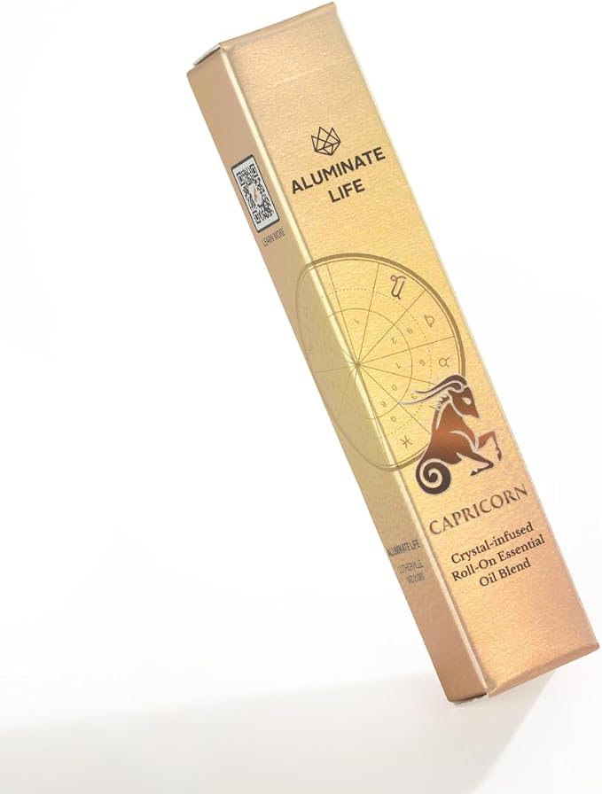 Capricorn Zodiac Crystal-Infused Essential Oil Rollerball, Aromatherapy Blend - Grounding & Motivation, Premium Astrology Sign Birthday Gift, Natural Therapeutic Roller, 10 mL