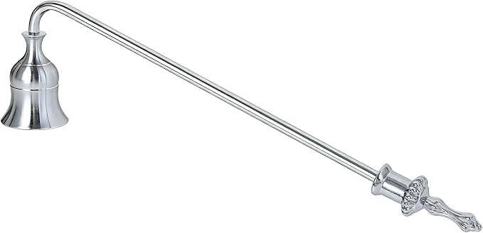 Candle Snuffer, 9-Inch Long Handle for Safe Flame Extinguishing, Smoke-Free & Splash-Free, Aluminum Metal Candle Wick Dipper & Extinguisher for Jar, Pillar, Scented Candles (Silver, 1 Pc)