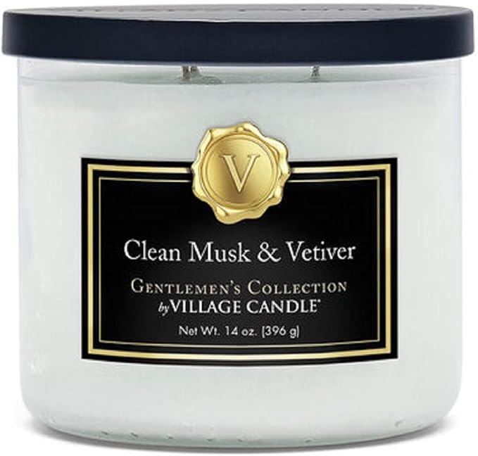 Village Candle Clean Musk & Vetiver Medium Bowl, 14oz, White, 1 count
