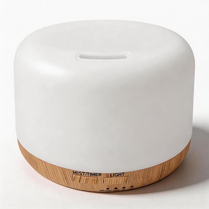 YINBAOGE Essential Oil Diffuser,Ultrasonic Cool Mist Humidifier with 2 Mist Modes,7 Color LED Light,2H/4H Timer, Quiet Aroma Diffuser for Bedroom, Home, Office, Auto Shut-Off(Light Wood Grain, 300 ml)