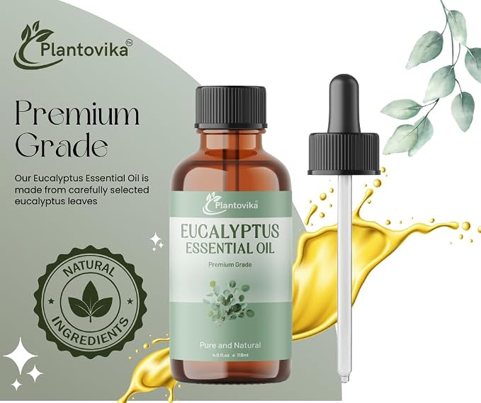 Eucalyptus Essential Oil | 100% Pure and Natural |Premium Grade Essential Oil for Skin, Diffuser, Massage, DIY Candle and Soap Making (4 Fl Oz, Eucalyptus)