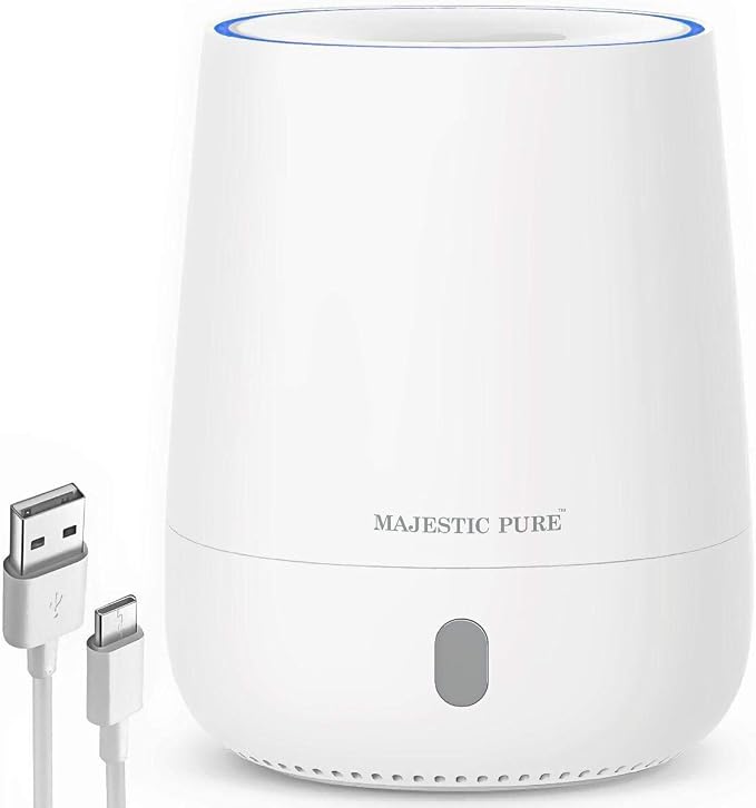 MAJESTIC PURE USB Essential Oil Diffuser, Portable Aromatherapy Diffuser, Travel Size, Auto Shut-Off for Spa Room, Home, Office, Bedroom - BPA Free, 120 ml White