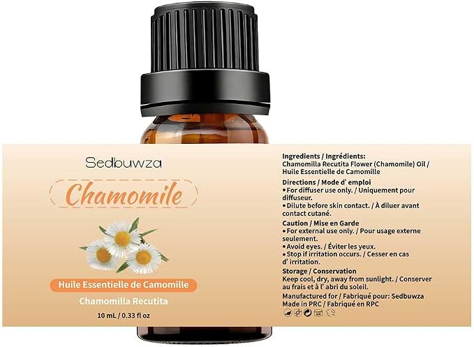 Sedbuwza Chamomile Essential Oil, Pure Organic Chamomile Fragrance Oil for Diffuser, Humidifier, Soap, Candle, Perfume