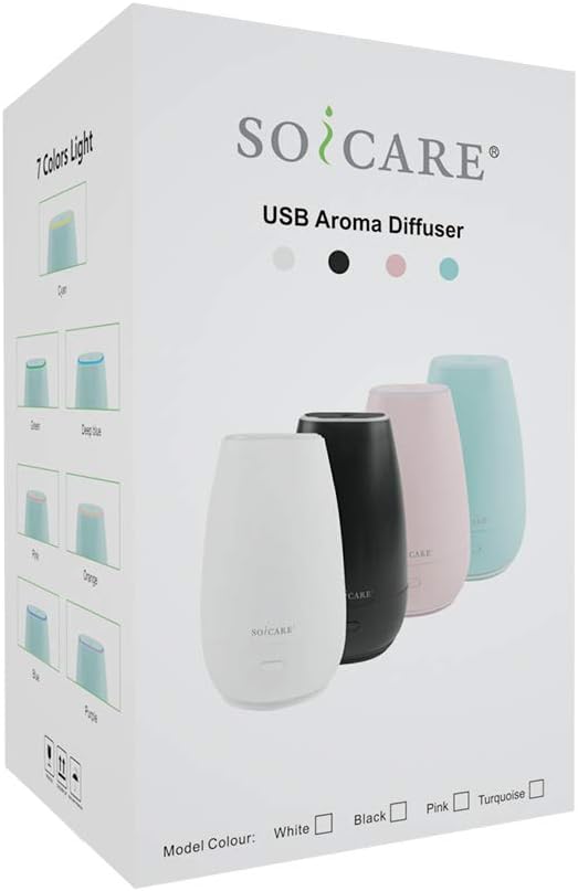 Diffuser,USB Plug-in Car Portable Aromatherapy Diffuser,Essential Oils for Diffusers with 7 Colors Lights 2 Switch Mode Waterless Auto Off for Car Home Office Room (White)