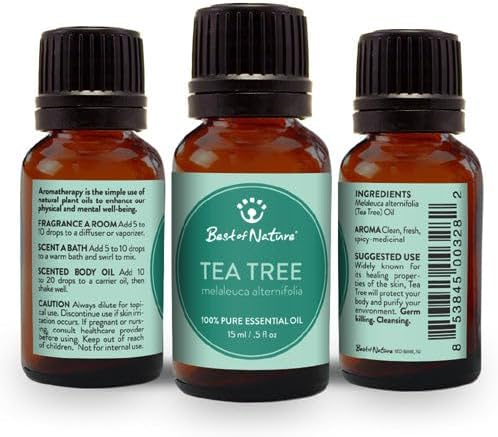 Tea Tree Essential Oil for Diffuser Aromatherapy – Best of Nature 100% Pure Undiluted Oils for DIY, Home Fragrance, and Topical Use