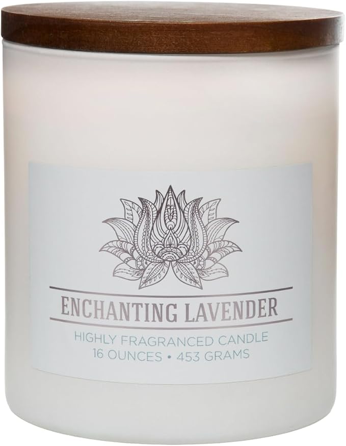 Carolina Enchanting Lavender Scented Candle, 16 oz Wellness Relaxing Aromatherapy Candle, 2 Wick White Jar Soy Blend Wax, Candles for Home, 60H Burn - Made in The USA