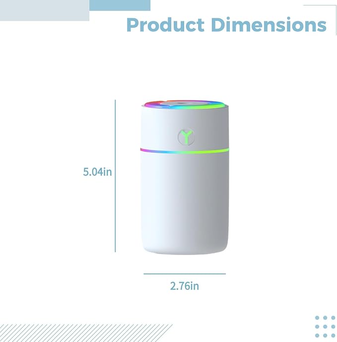 Compact Usb Mini Humidifier, Travel Friendly Cool Mist Diffuser With Colorful Light, Quiet 230 Ml For Car And Desk