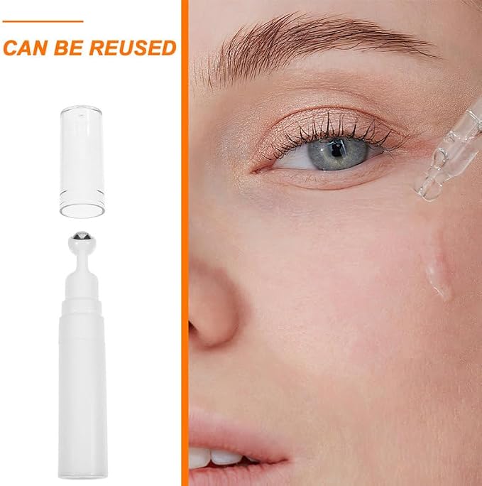 Didiseaon 4pcs Essential Oil Roller Bottle 5 ML White Refillable Perfume Container Travel Size Eye Cream Dispenser Stainless Steel Ball Skin Care Massage Tool Women Daily Morning Kit 3.6 Inches