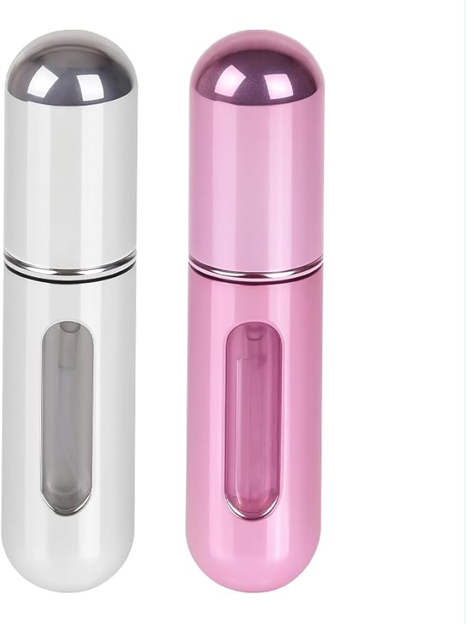 Mini Refillable Perfume Atomizer 5ml – Travel-Size Spray Bottle for Fragrance, Easy Refill, Leak-Proof Design, Compact Scent Dispenser for Purse or Pocket (Variety Pack of 2)