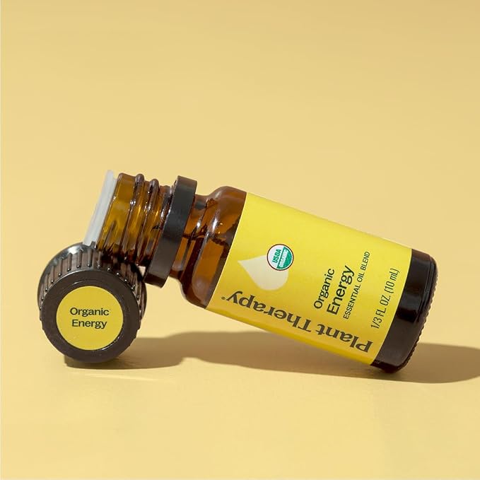 Organic Energy Essential Oil Blend 10 mL (1/3 oz) 100% Pure, Undiluted, USDA Certified Organic, Stimulating Aromatherapy for the Body and Mind