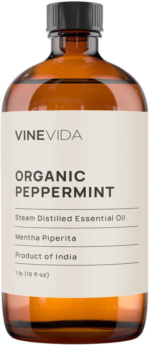 VINEVIDA Organic Peppermint Essential Oil - 16 oz - Undiluted