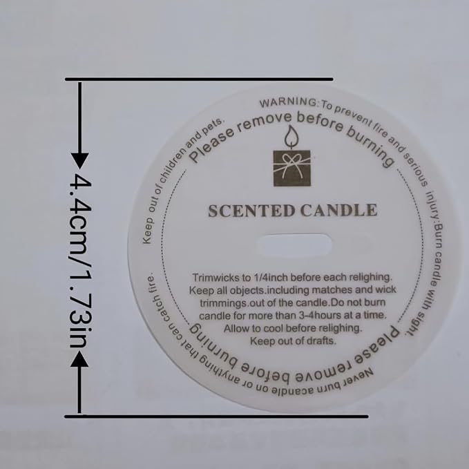 YiJiaXiang Round Scented Candle Warning Safety Stickers, Clear Labels with Candle Care Instructions, Please Remove Before Burning (100, Diameter 4.4cm)