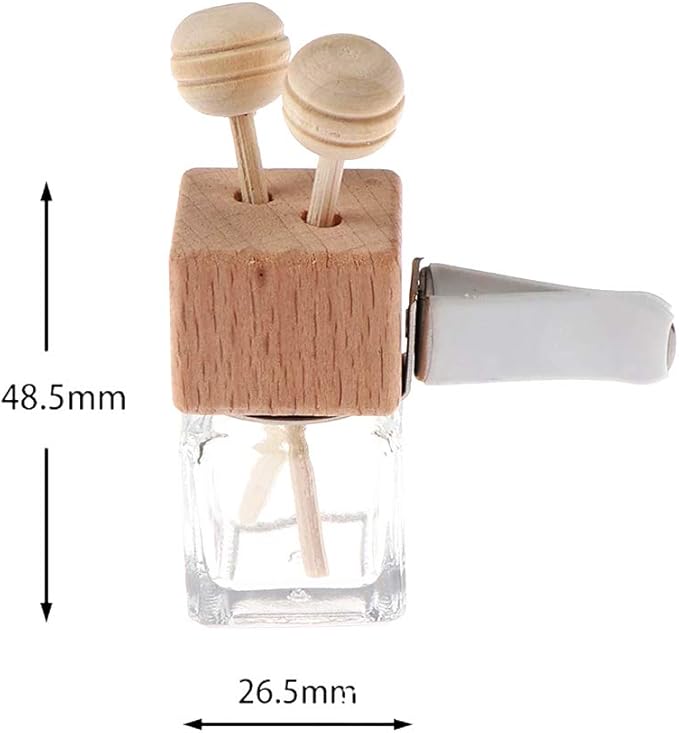 10 Pack,8ml Clear Glass Car Air Freshener Perfume Clip Diffuser,Empty Essential Oil Perfume Vials Diffuser Vent Outlet,Thick Glass Ornament With Wooden Caps,FREE Funnel,Dropper