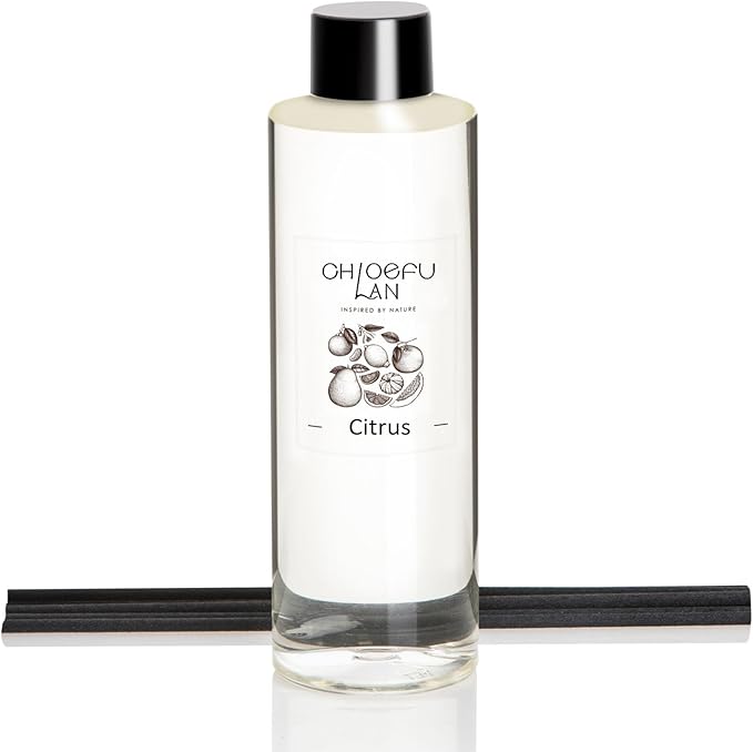 Citrus Scented Oil Diffuser Refill 6.76 fl oz Natural Essential Oil, Real Citrus! Holiday Home Fragrance for Bathroom Office Decor