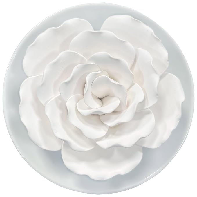 Passive Diffuser for Essential Oil-Ceramic Diffuser Non Electric Oil Diffusers for Small Mini Room, Desk Decorative, Bathroom (White Hibiscus)